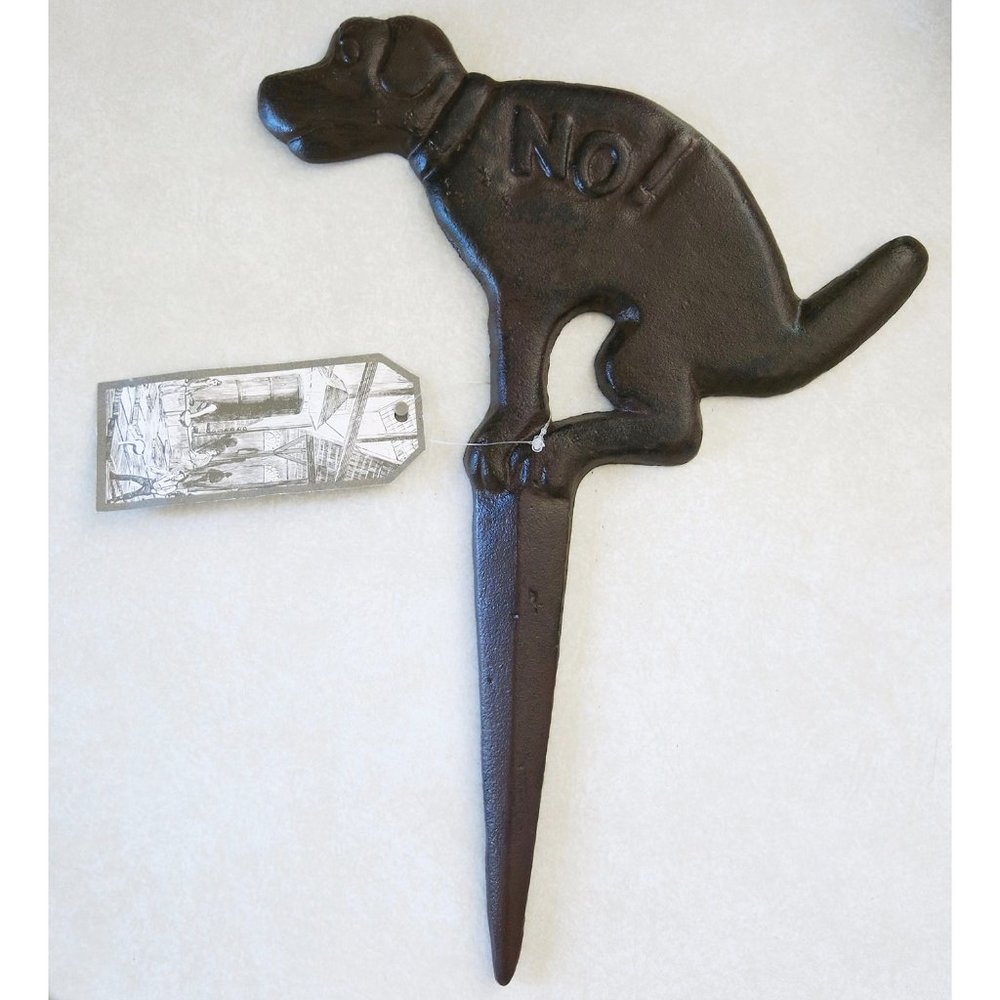 NWT Esschert Design Cast Iron "NO!" Pooping Yard Sign -- Brown